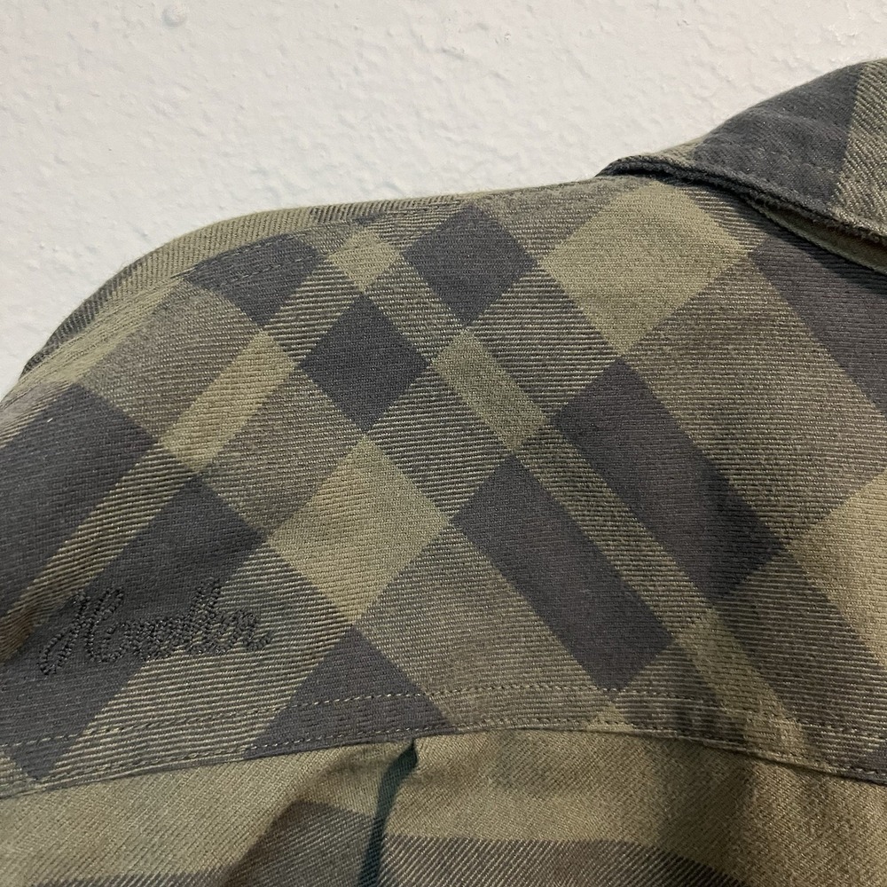 Howler Bros Harkers Flannel Men's Medium Green Plaid Long Sleeve Flap Pocket - Picture 8 of 12
